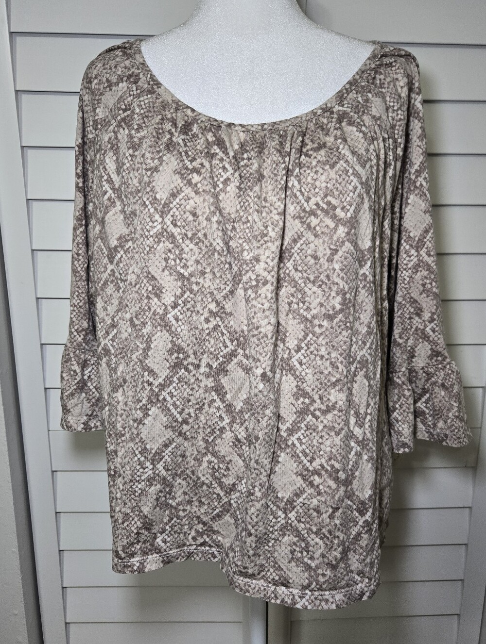 Michael Kors Neutral Snake-Print Tunic Top Size XL